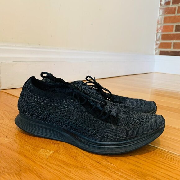 NIKE FLYKNIT RACER Triple Black Anthracite 526628 Running Shoe Men's Size 8 Rare - Picture 1 of 11